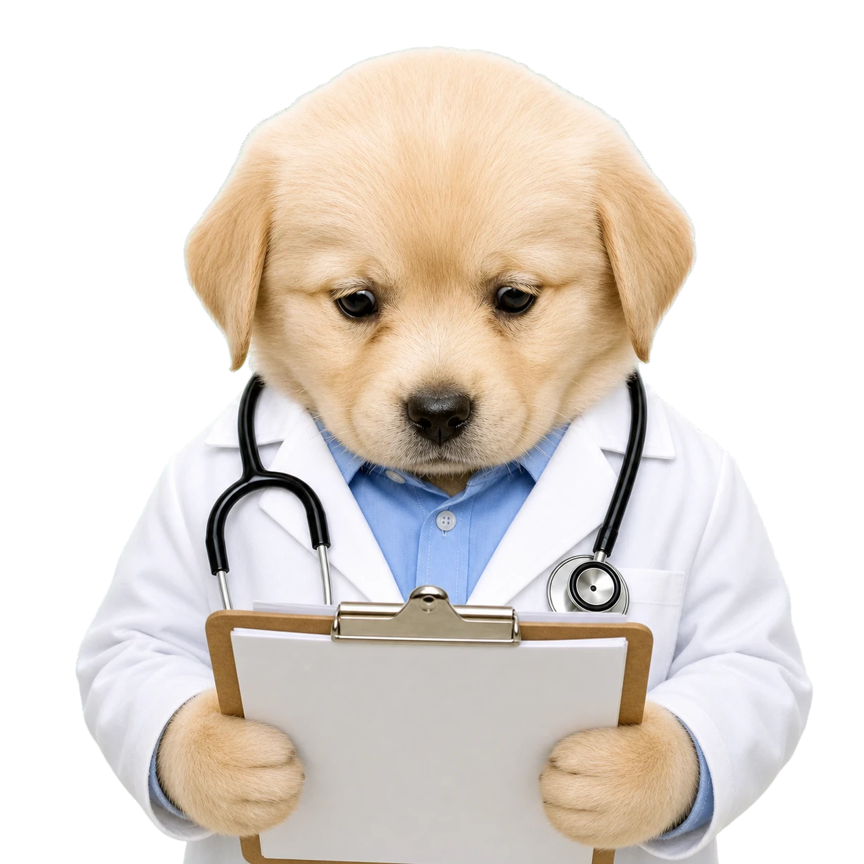 Intern Dog holding a clipboard